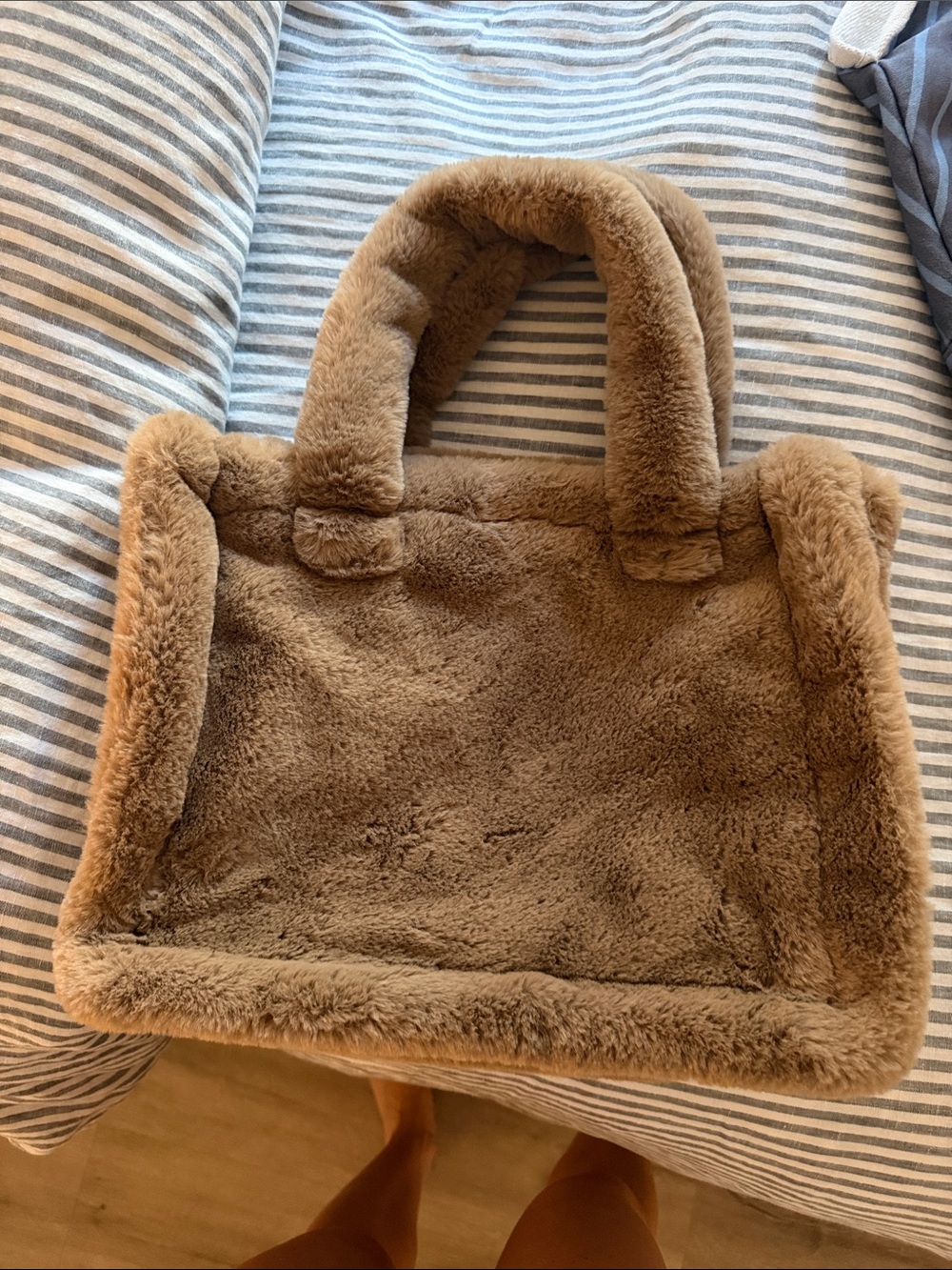 Faux Fur Tote Bag in Camel - Plush Women's Handbag